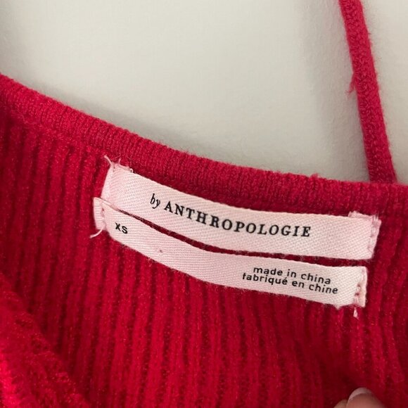 Anthropologie Red Open Back Knit Pullover Sweater Size XS - Picture 3 of 5